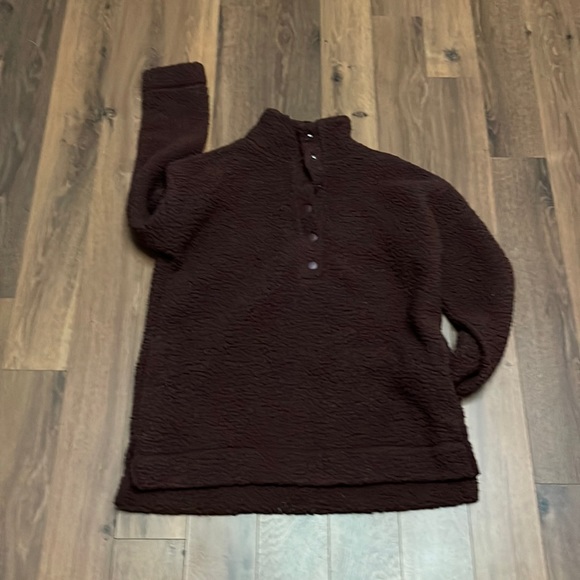 AERIE Cloud Sherpa Teddy  Oversized Snap Pullover Sweater SHIPS SAME DAY - Picture 2 of 7